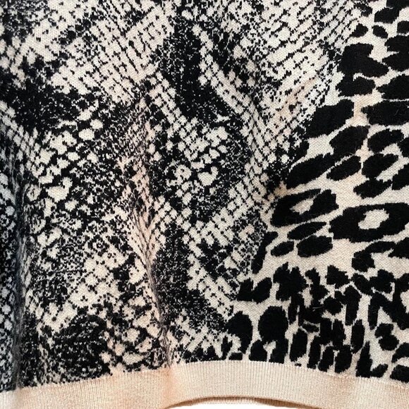 GUESS Tan & Black Tamelia Animal-Print Cropped Sweater Sz S - Picture 6 of 9
